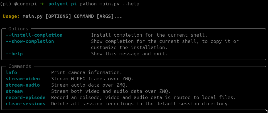 Pi firmware help screen